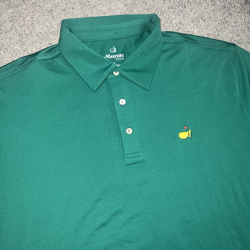 Masters Tech Golf Polo Shirt Mens Large Green Short Sleeve Performance Stretch